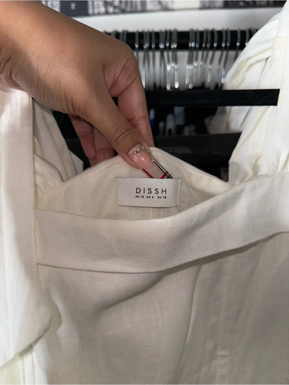 Dissh Aisle White Linen Bow Strap Mini Dress 100% Linen US 6 EUC - Picture 9 of 13